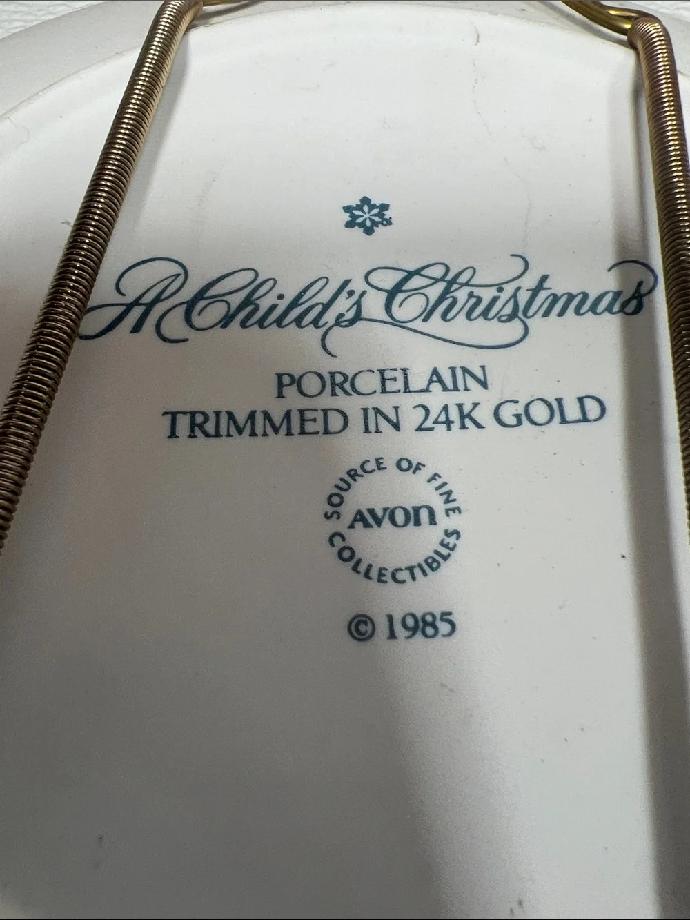 A child's Christmas , Porcelain trimmed 24K gold, A fine collectible AVON, 1985